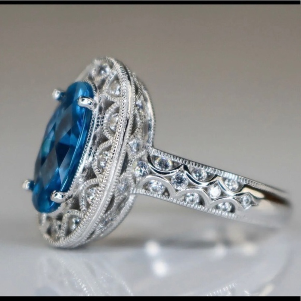 Tacori sterling silver Blue Spinel CZ ring - Picture 8 of 9